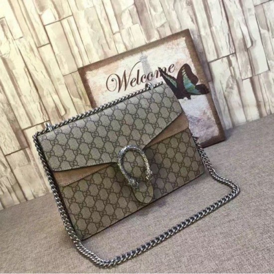 Riproduzione Fedele Dionysus GG Supreme borsa a tracolla khaki 403348 imitazioni Replica Alta Qualità Dionysus GG Supreme borsa a tracolla khaki 403348