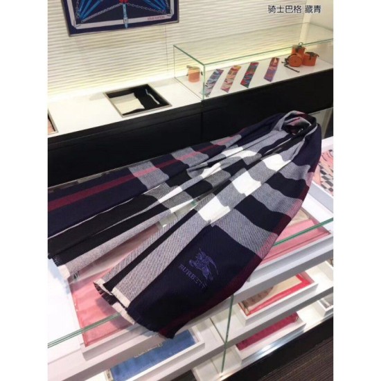 Replica Alta Qualità Classic Large Check Sciarpa Navy di Cashmere