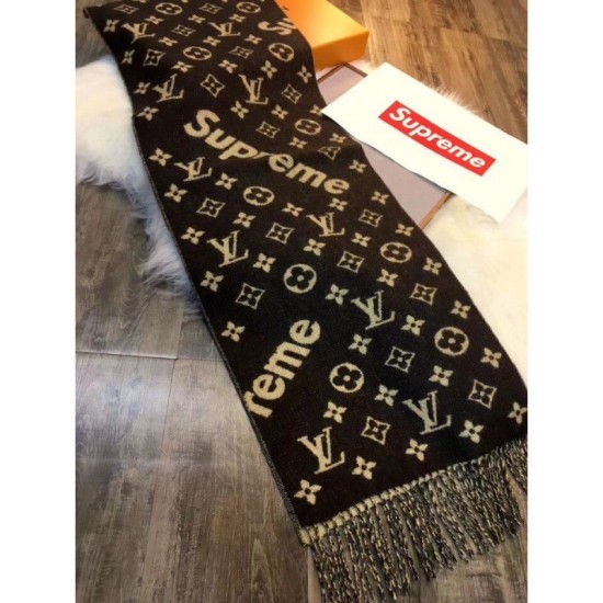 Riproduzione Fedele X Superme Cashmere Sciarpa Caffè imitazioni Replica Alta Qualità X Superme Cashmere Sciarpa Caffè