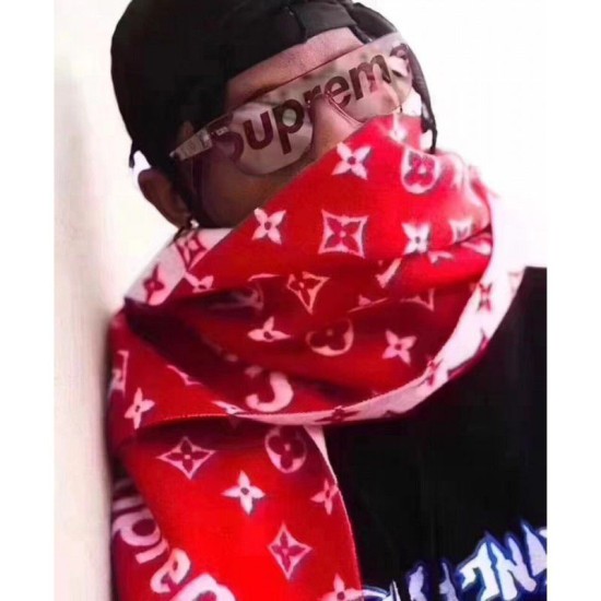 Riproduzione Fedele falso X Superme Sciarpa Cachemire Rosso imitazioni Replica Alta Qualità falso X Superme Sciarpa Cachemire Rosso