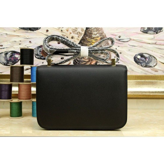 Riproduzione Fedele Borse Hermes Constance in pelle nera Epsom imitazioni Replica Alta Qualità Borse Hermes Constance in pelle nera Epsom