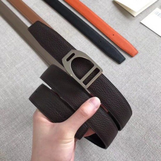 Cloni Firmate Hermes Etrier Cintura con fibbia Cinturino Clemence 32 mm cioccolato imitazioni