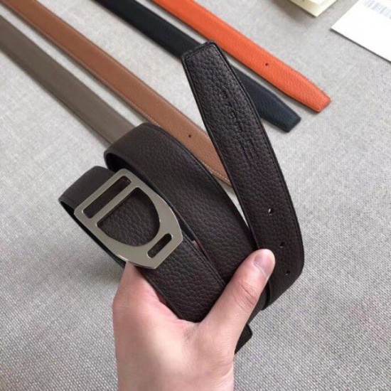 Cloni Firmate Hermes Etrier Cintura con fibbia Cinturino Clemence 32 mm cioccolato imitazioni