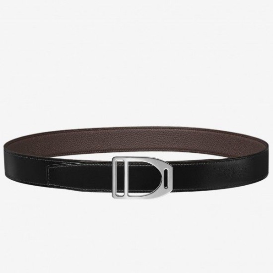 Cloni Firmate Hermes Etrier Cintura con fibbia Cinturino Clemence 32 mm cioccolato imitazioni