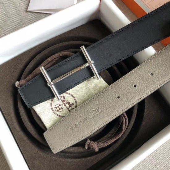 Cloni Firmate Pari replica Cintura reversibile Hermes H d'Ancre Grigio / Noir imitazioni