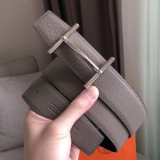 Cloni Firmate Pari replica Cintura reversibile Hermes H d'Ancre Grigio / Noir imitazioni