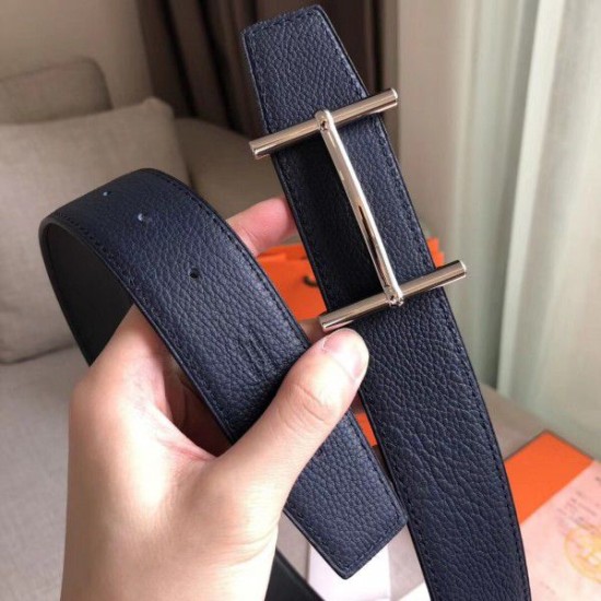Cloni Firmate Cintura reversibile Hermes H d'Ancre Zaffiro / Ardoise imitazioni