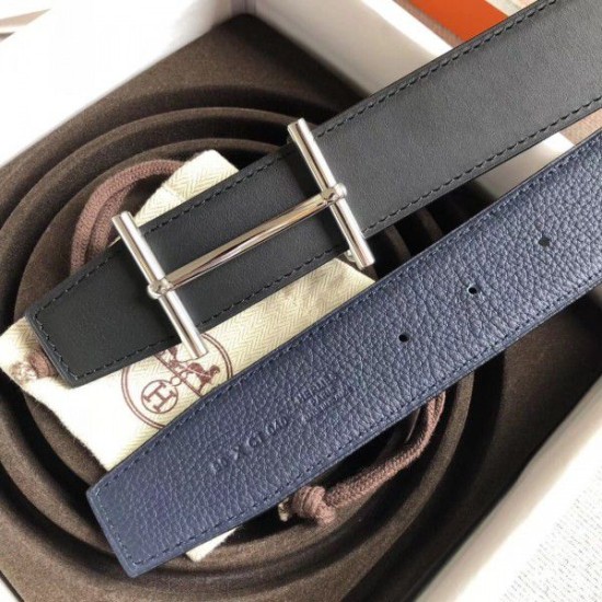 Cloni Firmate Cintura reversibile Hermes H d'Ancre Zaffiro / Ardoise imitazioni
