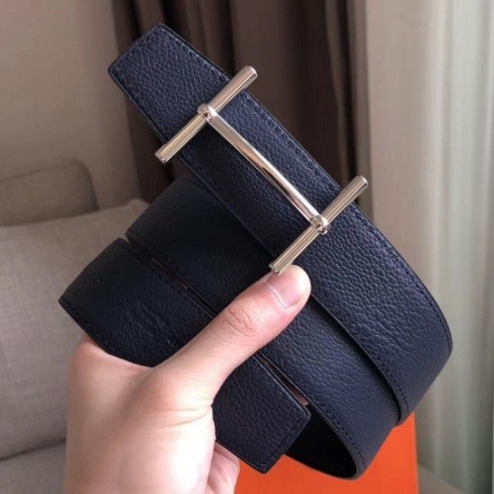 Cloni Firmate Cintura reversibile Hermes H d'Ancre Zaffiro / Ardoise imitazioni