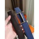 Cloni Firmate Alta gamma replica Cintura reversibile Hermes H d'Ancre Indaco / Nero Epsom imitazioni