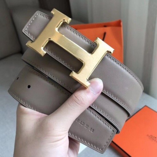 Cloni Firmate replica Cintura reversibile Hermes H Grigio / Nero Swift imitazioni