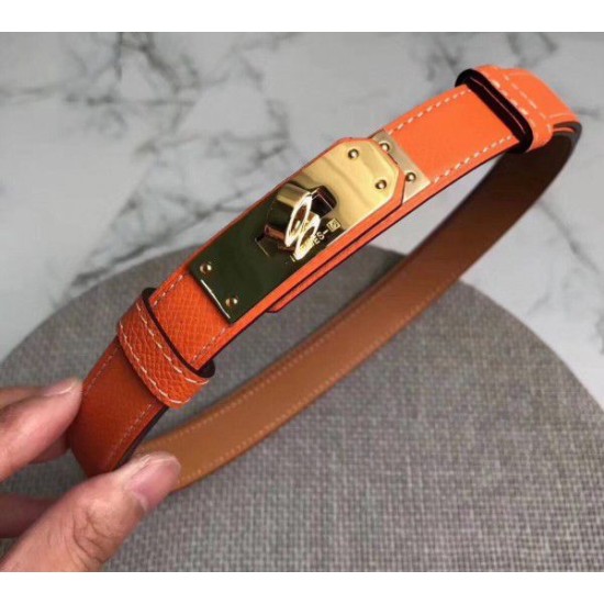 Cloni Firmate replica Cintura Hermes Kelly Arancione Epsom Donna imitazioni