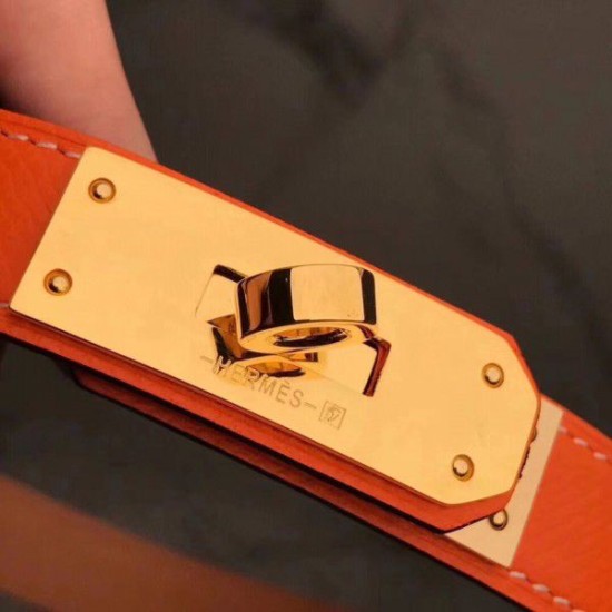 Cloni Firmate replica Cintura Hermes Kelly Arancione Epsom Donna imitazioni
