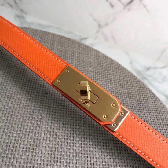 Cloni Firmate replica Cintura Hermes Kelly Arancione Epsom Donna imitazioni