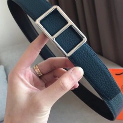 Cloni Firmate replica Cintura Hermes Officier Reversibile 38mm Blu Clemence imitazioni