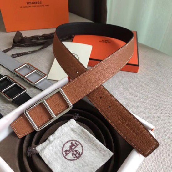 Alta gamma replica Cinturino Hermes Officier fibbia della cintura marrone 38MM Dupe Perfetta Cloni Firmate Alta gamma replica Cinturino Hermes Officier fibbia della cintura marrone 38MM imitazioni