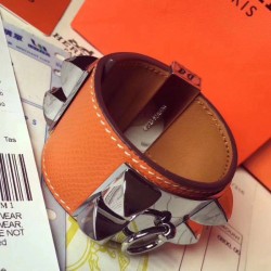 Cloni Firmate Bracciale Hermes Collier de Chien arancione Epsom taglia S imitazioni