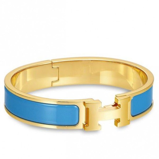 Bracciale Hermes Clic H PM in smalto blu Dupe Perfetta Cloni Firmate Bracciale Hermes Clic H PM in smalto blu imitazioni