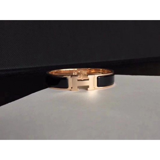 Cloni Firmate Bracciale Hermes Clic H PM in smalto nero imitazioni