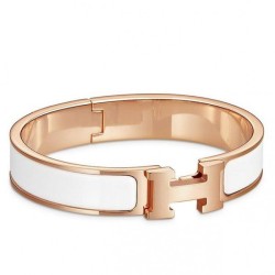 Bracciale Hermes Clic H PM in smalto bianco Dupe Perfetta Cloni Firmate Bracciale Hermes Clic H PM in smalto bianco imitazioni