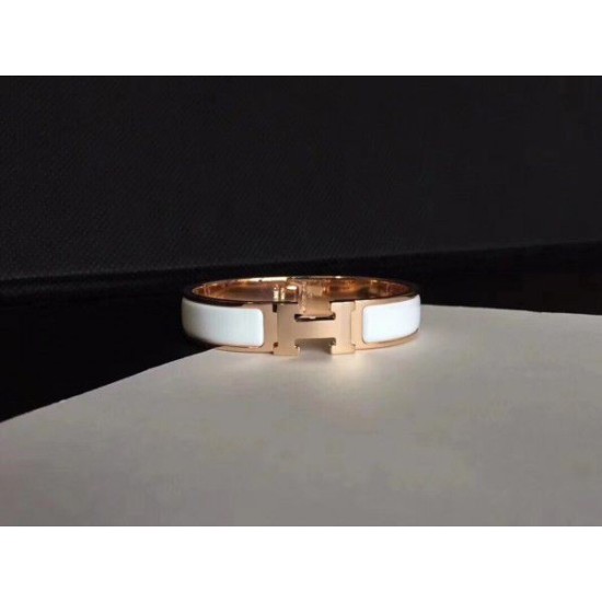 Bracciale Hermes Clic H PM in smalto bianco Dupe Perfetta Cloni Firmate Bracciale Hermes Clic H PM in smalto bianco imitazioni