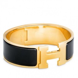 Cloni Firmate Bracciale Hermes Clic Clac H PM smaltato nero imitazioni