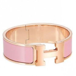 Bracciale Hermes Clic Clac H PM in smalto rosa
