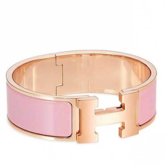 Cloni Firmate Bracciale Hermes Clic Clac H PM in smalto rosa imitazioni