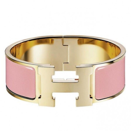 Cloni Firmate Bracciale Hermes Clic Clac H PM in smalto rosa imitazioni