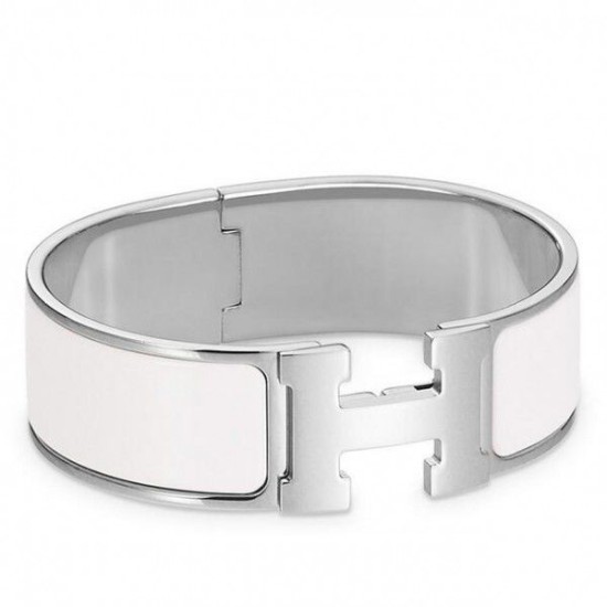 Bracciale Hermes Clic Clac H PM smaltato bianco Dupe Perfetta Cloni Firmate Bracciale Hermes Clic Clac H PM smaltato bianco imitazioni
