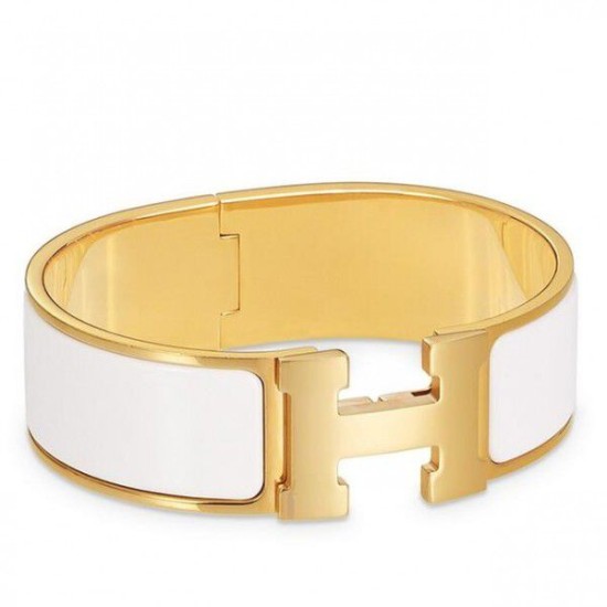 Bracciale Hermes Clic Clac H PM smaltato bianco Dupe Perfetta Cloni Firmate Bracciale Hermes Clic Clac H PM smaltato bianco imitazioni