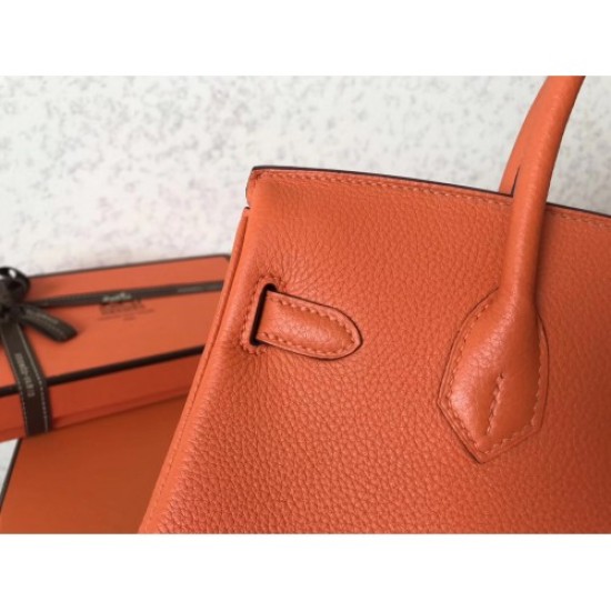 Replica perfetta Borse Birkin Hermes Clemence Arancio 25cm Replica perfetta Borse Birkin Hermes Clemence Arancio 25cm