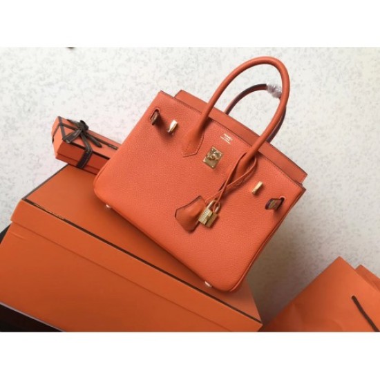 Replica perfetta Borse Birkin Hermes Clemence Arancio 25cm Replica perfetta Borse Birkin Hermes Clemence Arancio 25cm