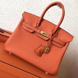 Replica perfetta Borse Birkin Hermes Clemence Arancio 25cm
