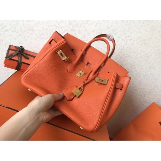 Replica perfetta Borse Birkin Hermes Clemence Arancio 25cm Replica perfetta Borse Birkin Hermes Clemence Arancio 25cm