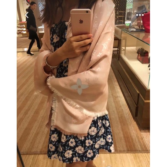 Scialle Monogram Denim 140 Rosa imitazioni perfette