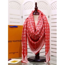 Scialle Monogram Denim 140 Rosso Scialle Monogram Denim 140 Rosso