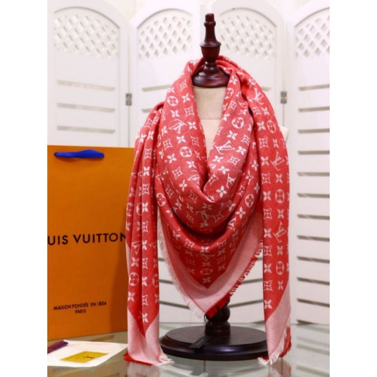 Scialle Monogram Denim 140 Rosso imitazioni perfette