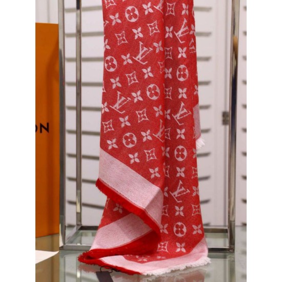 Scialle Monogram Denim 140 Rosso imitazioni perfette