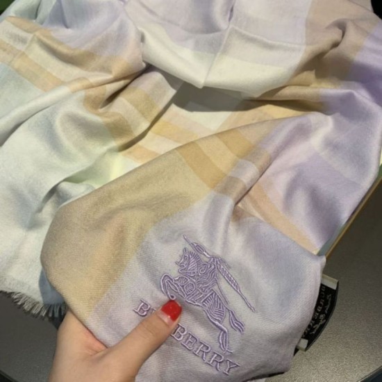 Scialle in seta cashmere a quadri Burberry 80 x 200 bianco imitazioni perfette