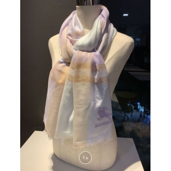 Scialle in seta cashmere a quadri Burberry 80 x 200 bianco imitazioni perfette