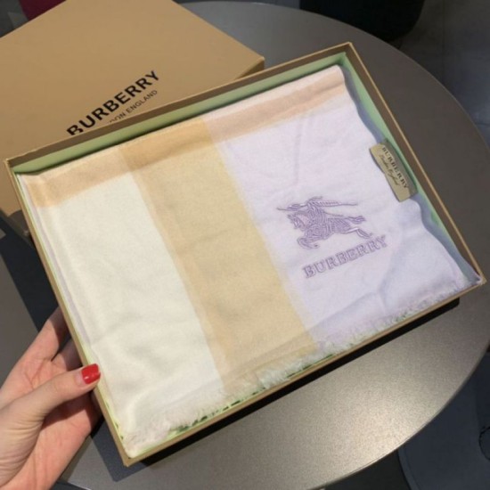 Scialle in seta cashmere a quadri Burberry 80 x 200 bianco imitazioni perfette