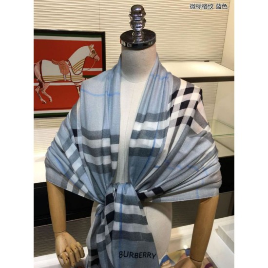 Scialle in cashmere check classico Burberry blu imitazioni perfette