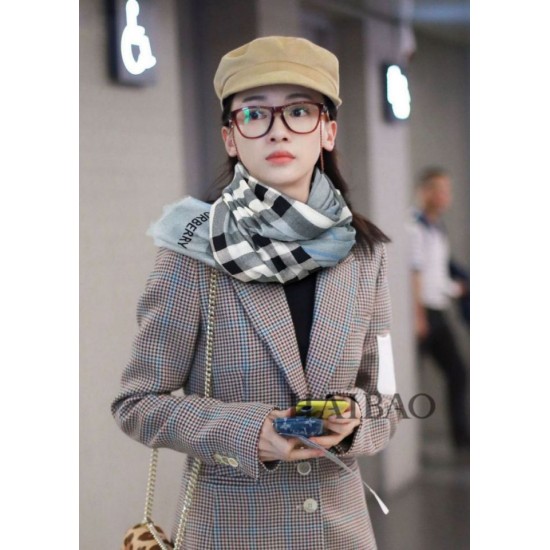 Scialle in cashmere check classico Burberry blu imitazioni perfette
