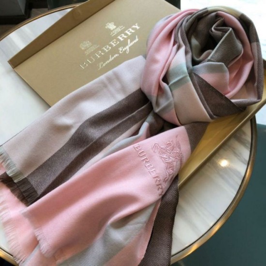 replica Scialle in cashmere con motivo check classico Burberry 70 x 200 rosa imitazioni perfette