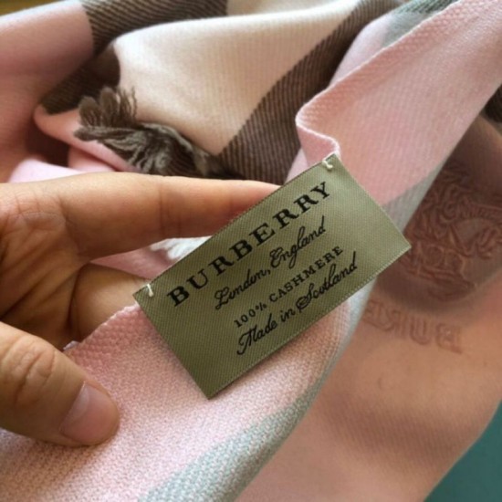 replica Scialle in cashmere con motivo check classico Burberry 70 x 200 rosa imitazioni perfette