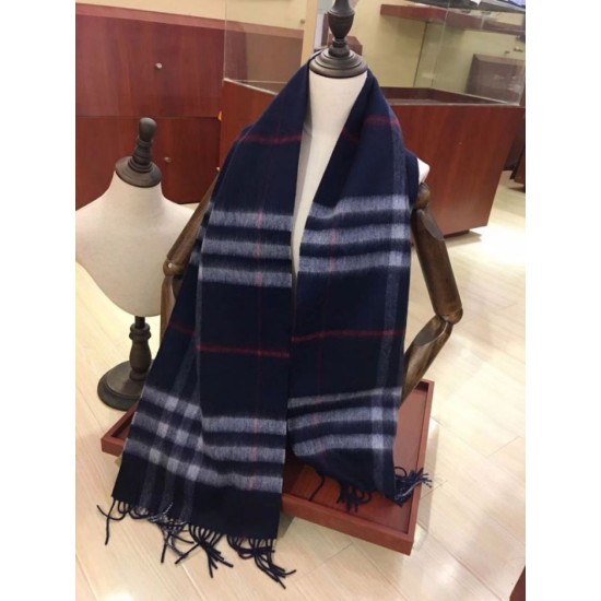 Alta gamma replica Sciarpa Burberry Classic in cashmere double face 30 x 168 Blu scuro imitazioni perfette