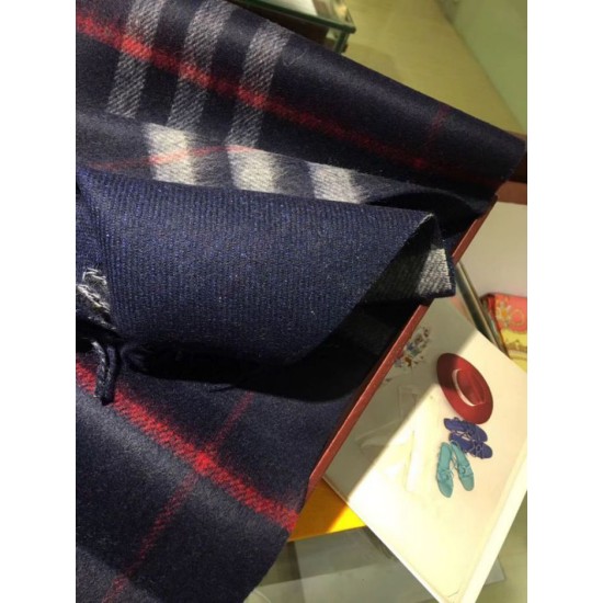 Alta gamma replica Sciarpa Burberry Classic in cashmere double face 30 x 168 Blu scuro imitazioni perfette