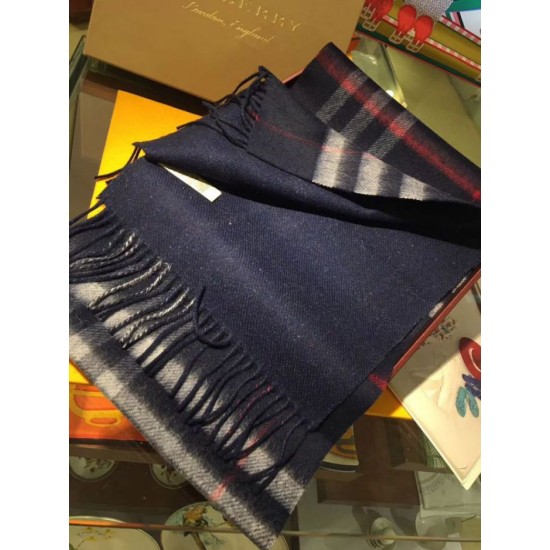 Alta gamma replica Sciarpa Burberry Classic in cashmere double face 30 x 168 Blu scuro imitazioni perfette
