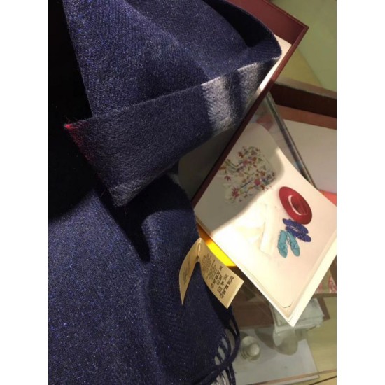 Alta gamma replica Sciarpa Burberry Classic in cashmere double face 30 x 168 Blu scuro imitazioni perfette